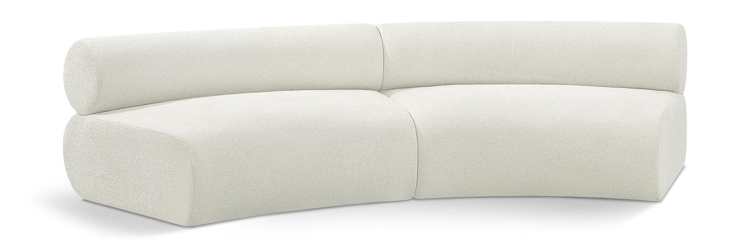 Meridian Furniture 114Cream-S2A Bale Collection Modern | Contemporary Modular Sofa with Soft Cream Chenille Cross Hatched Fabric, 108" W x 46" D x
