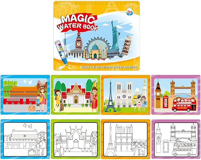 品質は非常に良い 幼児のための魔法の水の塗り絵 魔法の水の絵の本 再利用可能な水は活動の本を明らかにします 2 6歳の子供のための教育的なよだれを引く絵の本 Coldwhite Batesmartin Com