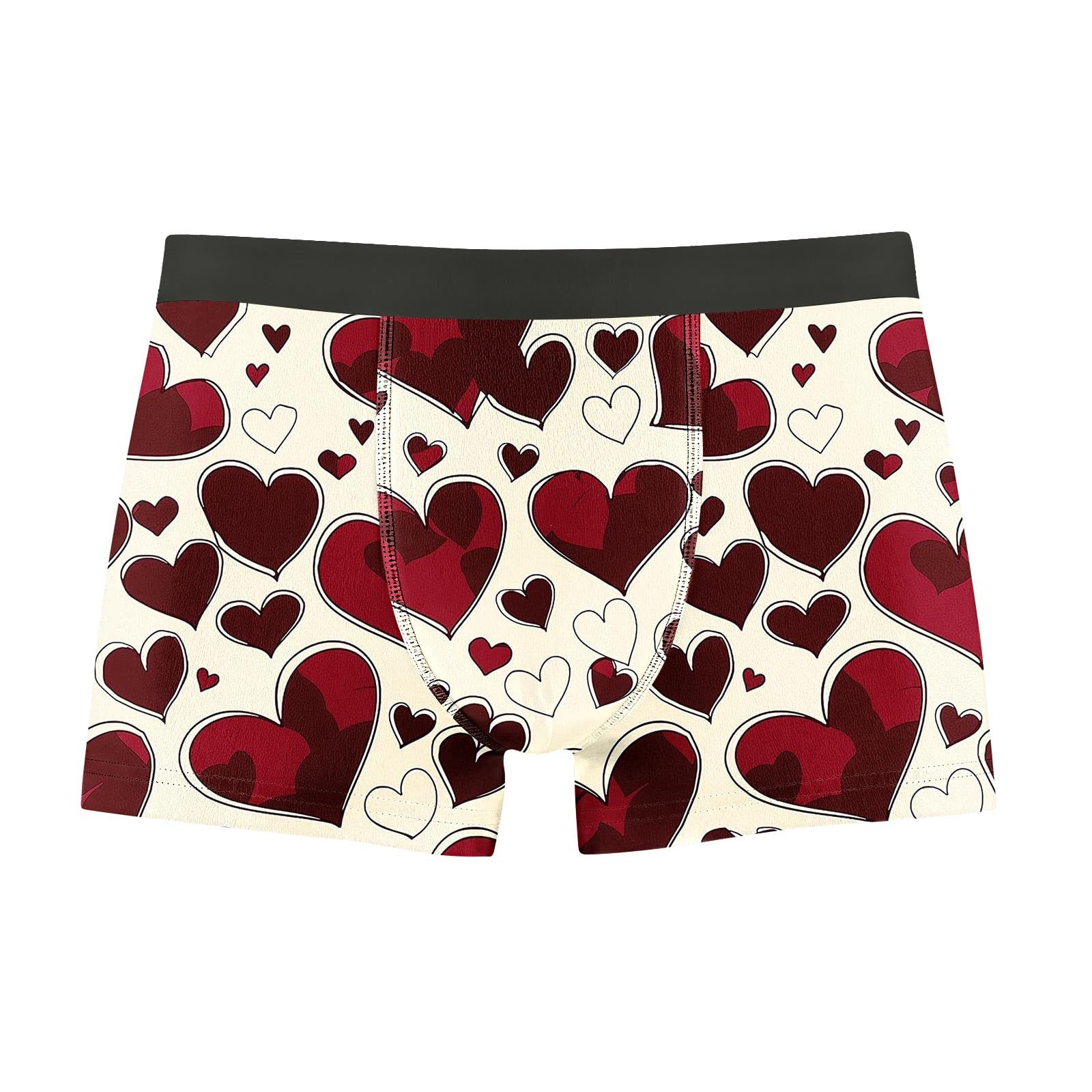 Valentine Boxers for Men Novelty Funny Print Heart Boxer Briefs Holiday Sexy Comfort Breathable Soft Sleep Underwear