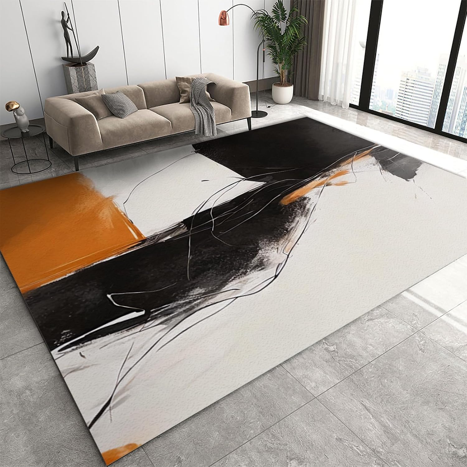 Tapis de chambre moderne pour enfant ado et salon avec motif rayures 3D