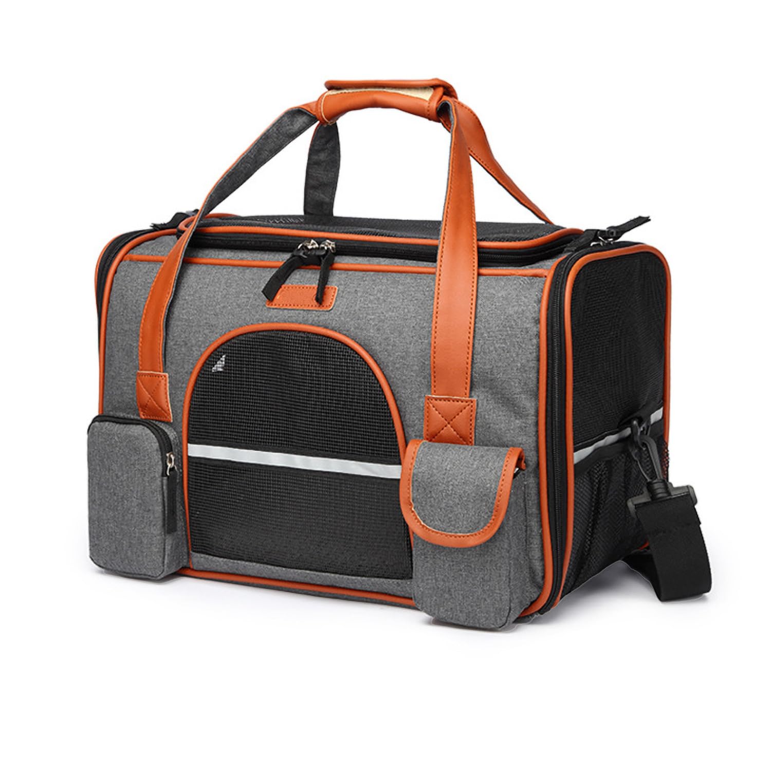 Transportin Gato, Bolsa Transporte Portátil y Transpirable para Mascotas con Colchón, Tira Reflectante, Bolsa de Transporte para Gatos con Correa de Hombro Ajustable, Aerolínea Aprobado