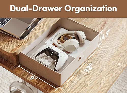 Miniatura 23 de BANTI Escritorio eléctrico de pie de 40 x 24 pulgadas con cajones dobles, mesa de pie ajustable en altura, escritorio de oficina en casa con estante