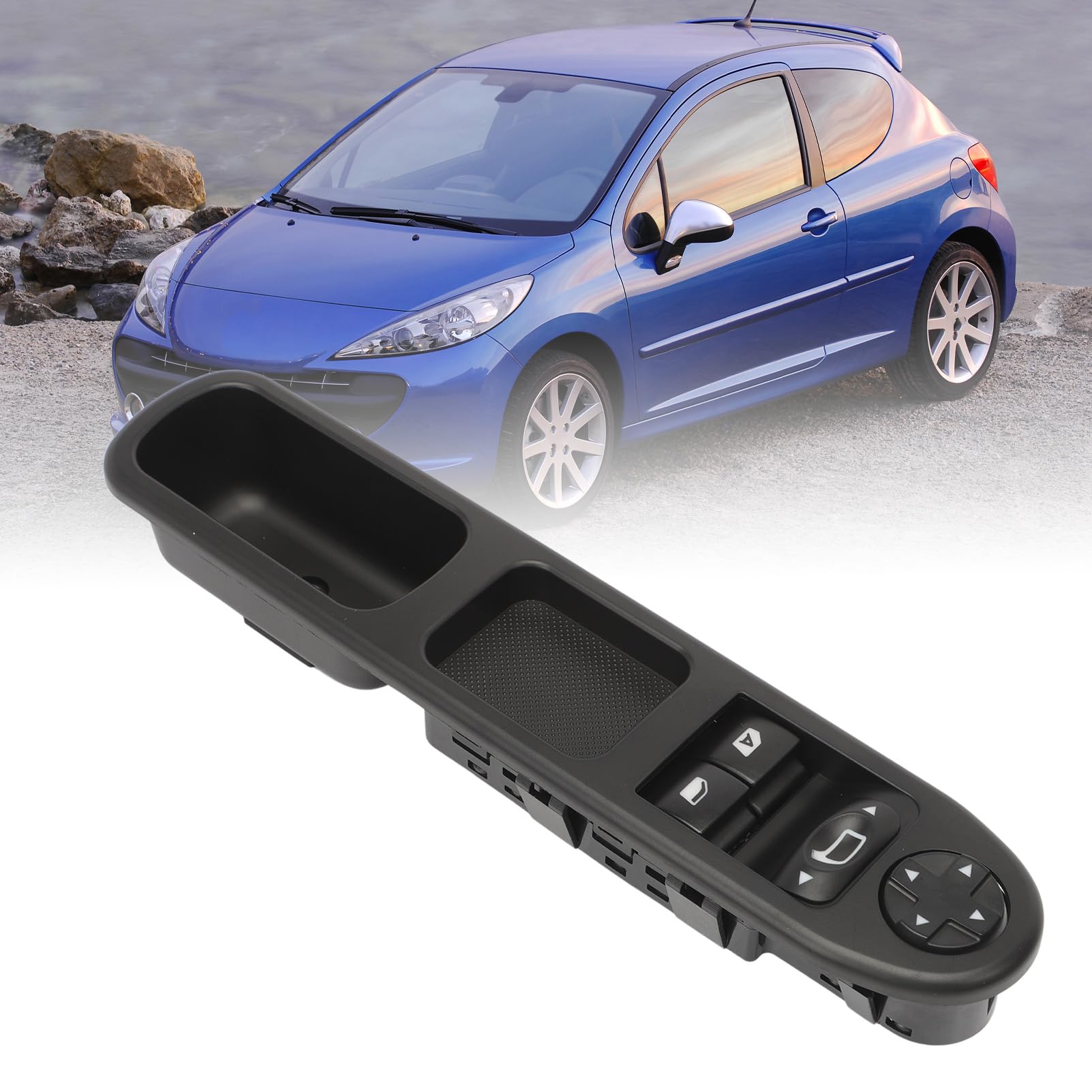 Boutons d'interrupteur de lève-vitre panneau de commande compatible avec Peugeot 207 Citroen c3 6554.QC 6490HQ 6554HJ 6 broches 2 pièces