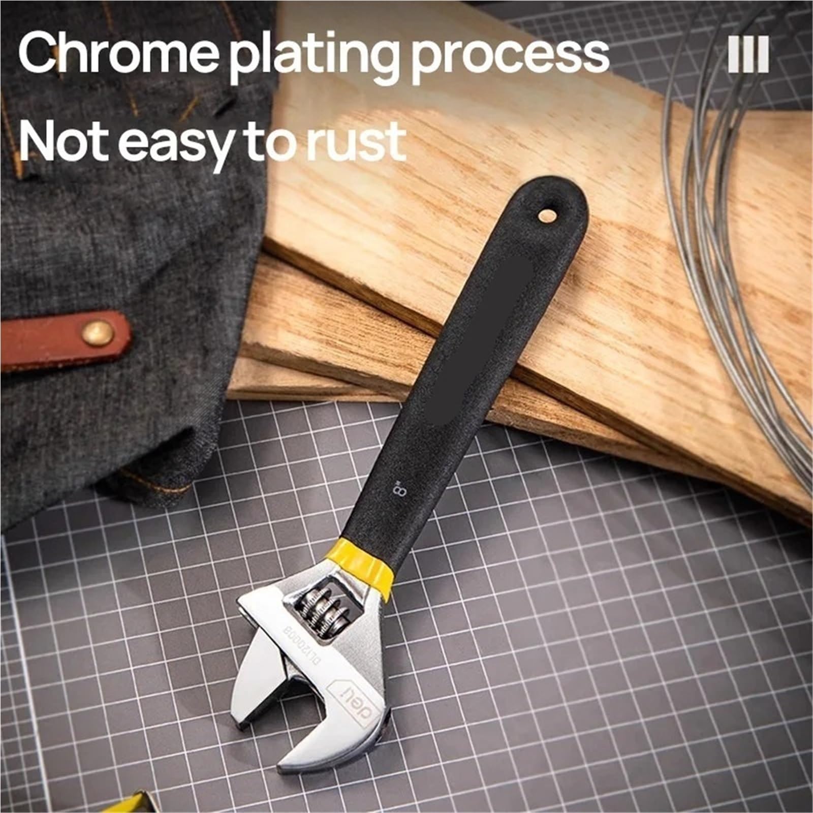 Llave inglesa ajustable de gran apertura con mango largo, de acero al carbono, for taller mecánico, herramientas manuales de reparación de automóviles.(12inch)
