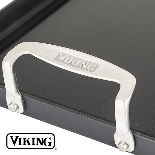 Miniatura 6 de Viking Plancha antiadherente de doble quemador, anodizado duro, sartén antiadherente para cocina con asas, apta para horno, funciona en estufas