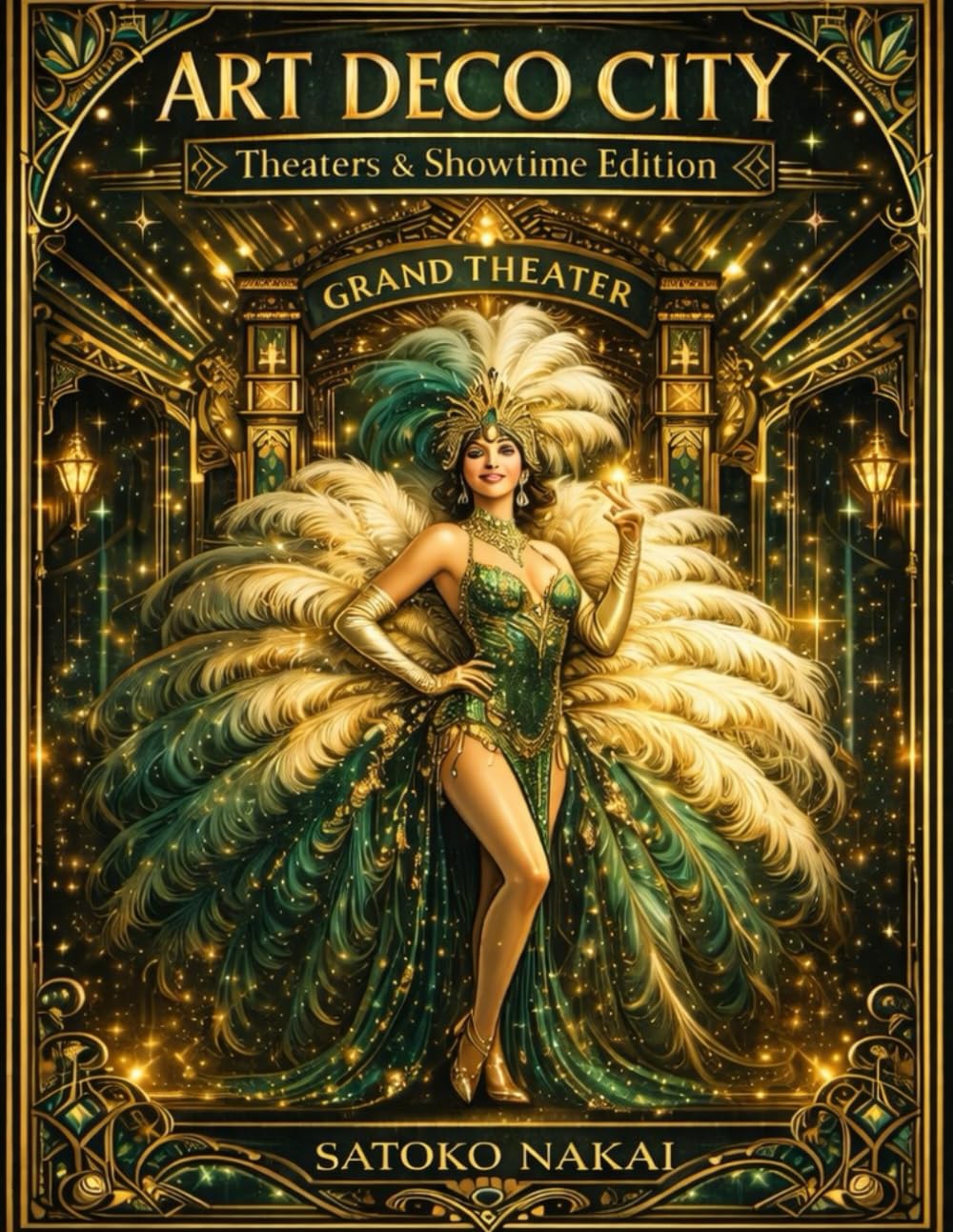 ART DECO CITY: Theaters & Showtime Edition Coloring Book: Vintage Theater Architecture, Glamorous Showgirls & Art Deco Line Art for Relaxing Coloring (Art Deco City Coloring Book Series)