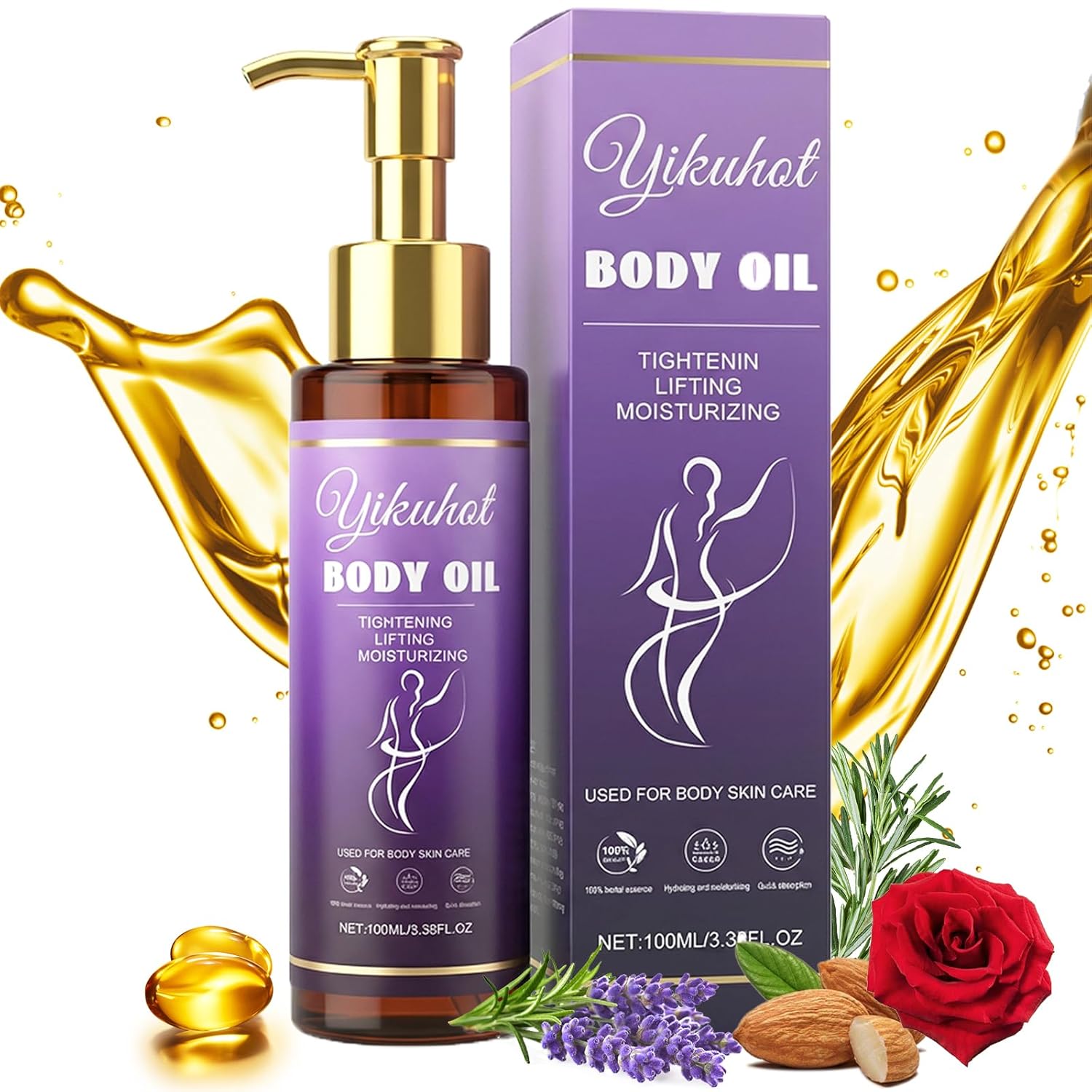 Body Oil for Women After Shower – 3.8 FL OZ Body Firming Oil with Vitamin E, Hydrating Body Oil for Dry Skin, Moisturizing Skincare to Plump & Tighten Skin