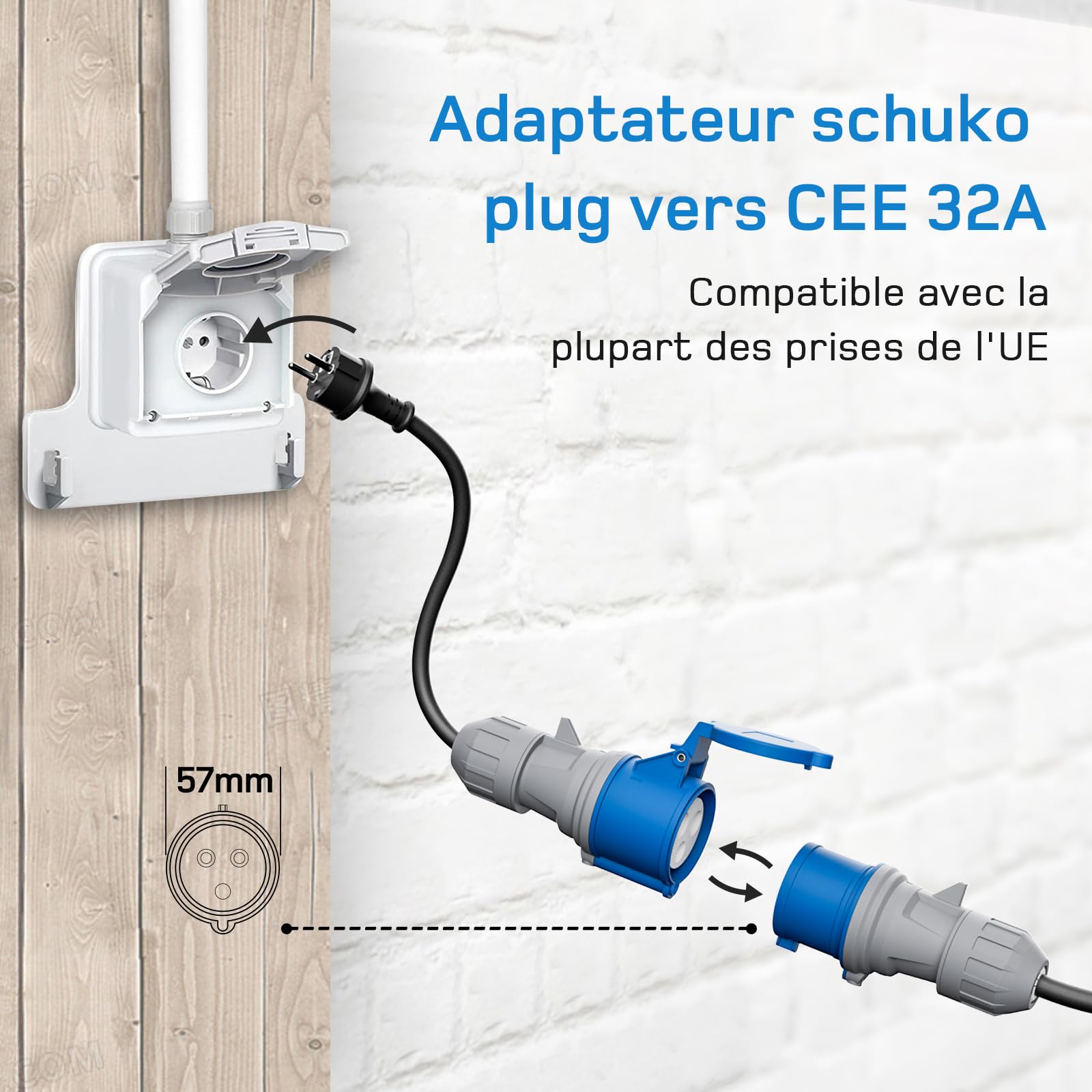 dé Chargeur Voiture Electrique P17 [7,4kW, 1-Phase, 6m, 6A/10A/16A/20A/24A/32A] dé Type 2 Prise CEE Chargeur EV Station de Charge Mobile/Wallbox avec écran Numérique