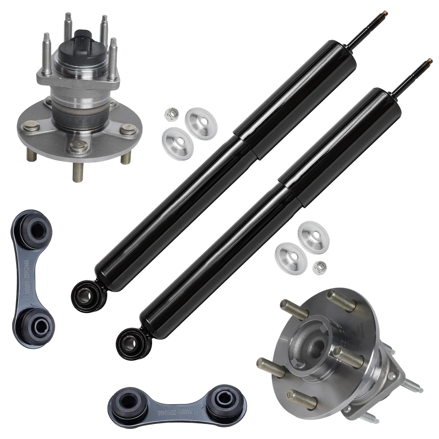 Detroit Axle - Rear 6pc Wheel Bearing Hubs Kit for 2004-2012 Chevy Malibu
