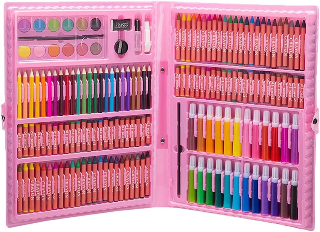 168pcs Drawing Art Set for Kids,Crayon,Oil Pastel,Color Pencils,Watercolor Markers and School Stationery Supplies Tools