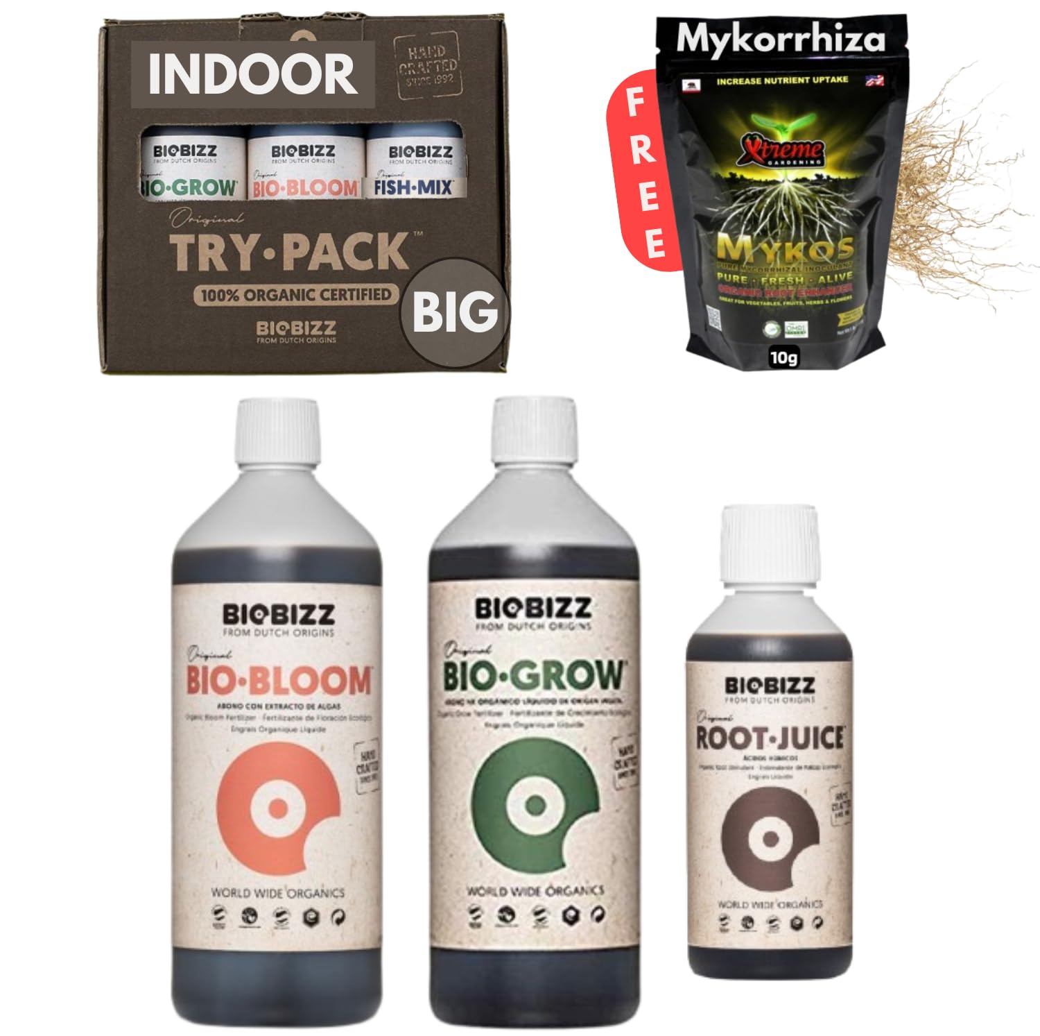 Biobizz Dünger Set + Root Juice | Pflanzendünger | Starterset | Biobizz Set | Grow Set Indoor | Naturdünger | Flüssiger