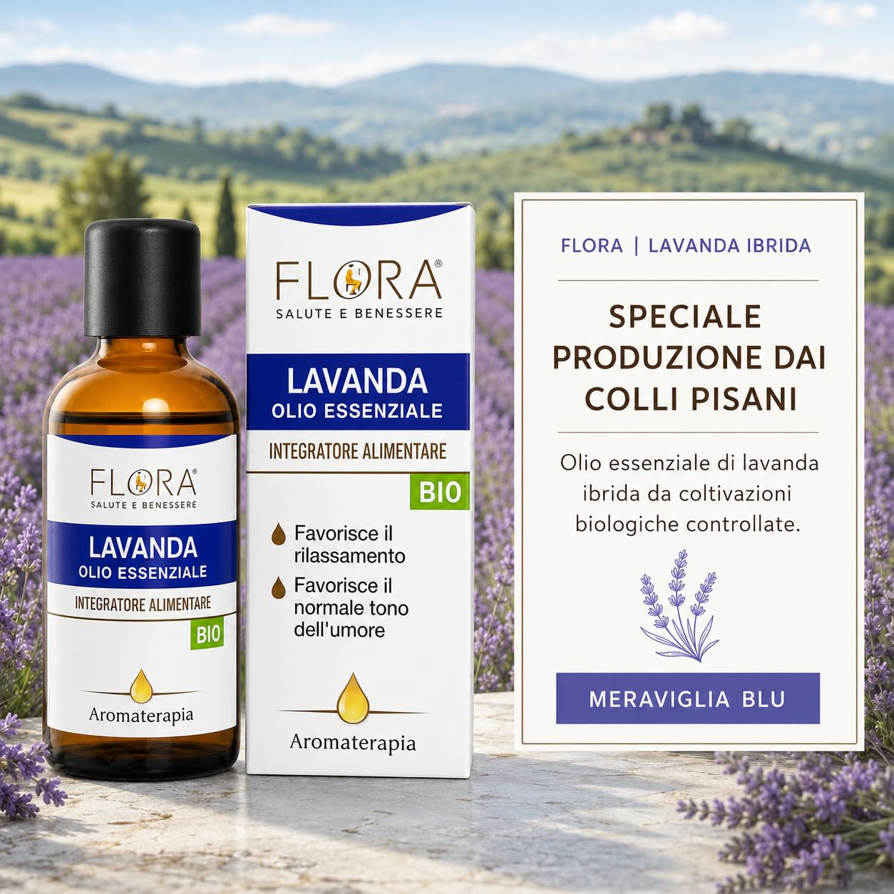 FLORA 100% reines ätherisches Lavendelöl – Nahrungsergänzungsmittel – 100 ml – fördert die Entspannung (Stress und Schlaf) fördert die normale Stimmung Ideal auch in der Aromatherapie
