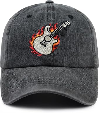 Guitar Hat for Men Women, Funny Adjustable Cottom Embroidered Guitar Lover Baseball Cap