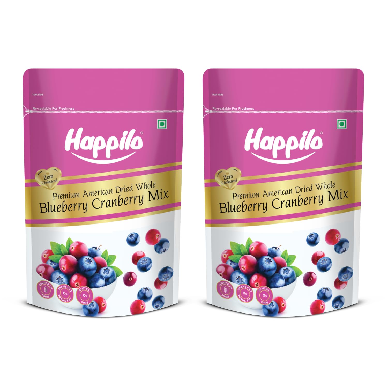 Happilo Premium American Dried Whole Blueberry Cranberry Duet 400g | Dried Cranberries & Blueberries Mix | Natural Real Dried Berries | Low Calorie Snack (B077FF8MN5) Amazon Price History, Amazon Price Tracker