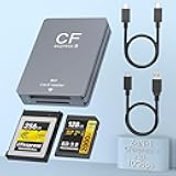CFexpress Type B Card Reader – Portable Aluminum 433MB/s Thunderbolt/USB-C Memory Card Reader for Cameras – Compatible with XQD, SD Express, MacBook Pro/Air M1, Windows