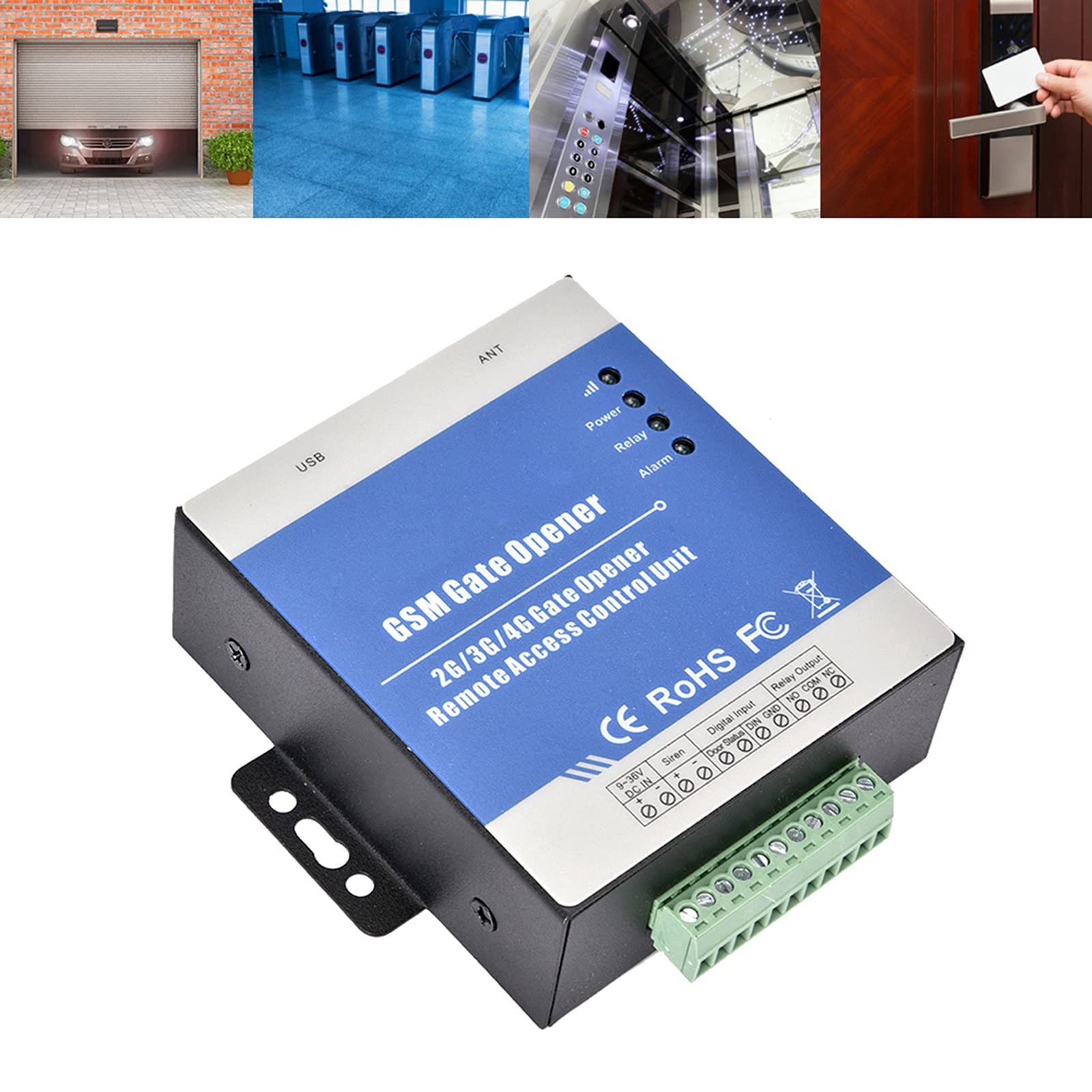 Apricancello GSM 100~240V, Telecomando Wireless RTU5025, DC 12V/1A, Controller di Accesso per Porta Garage 9 24V DC, Interruttore On/Off Remoto Chiamata Gratuita SMS per Porte(Unione Europea)