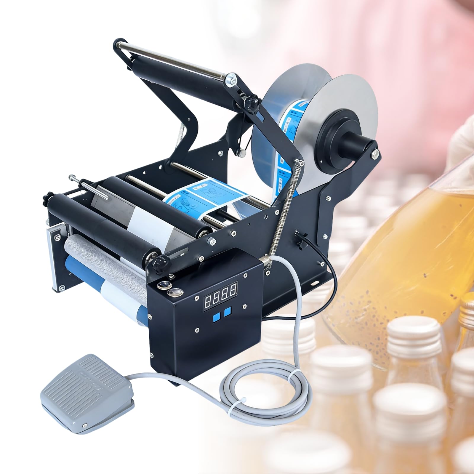 Macchina Etichettatrice per Bottiglie, 30-40 Etichette/Min, Alta Precisione, Nucleo Interno 75mm, Rullo Esterno 145mm, per Bottiglie d'Acqua, Bottiglie di Shampoo Standardmodel-220V