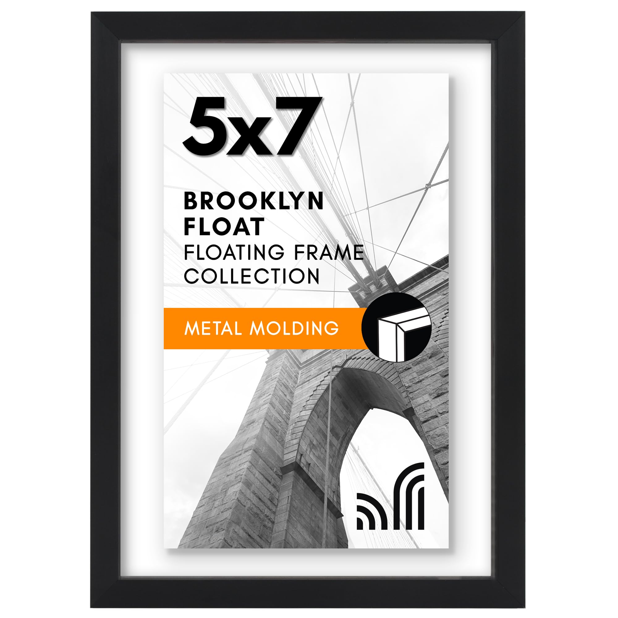 Americanflat Black Aluminum 5X7 Floating Picture Frame With Shatter-Resistant Glass - Use As 5X7 Picture Frame Or 4X6 Picture Frame - Signature Float Collection - Photo Frame For Wall Display