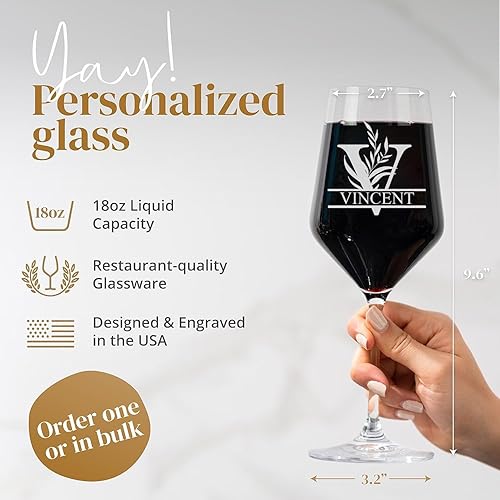 Miniatura 2 de Copa de vino de cristal con monograma personalizada con texto personalizado, gran regalo para bodas, cumpleaños, día de la madre e inauguración de