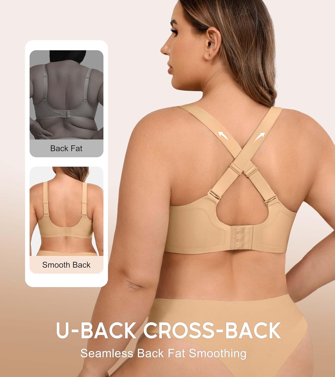 Wireless Bras for Women No Underwire Plus Size Supportive Full Coverage Padded Minimizer Bra Comfortable Seamless Push Up Bralette for Large Breast Skin XX-Large - Image 5