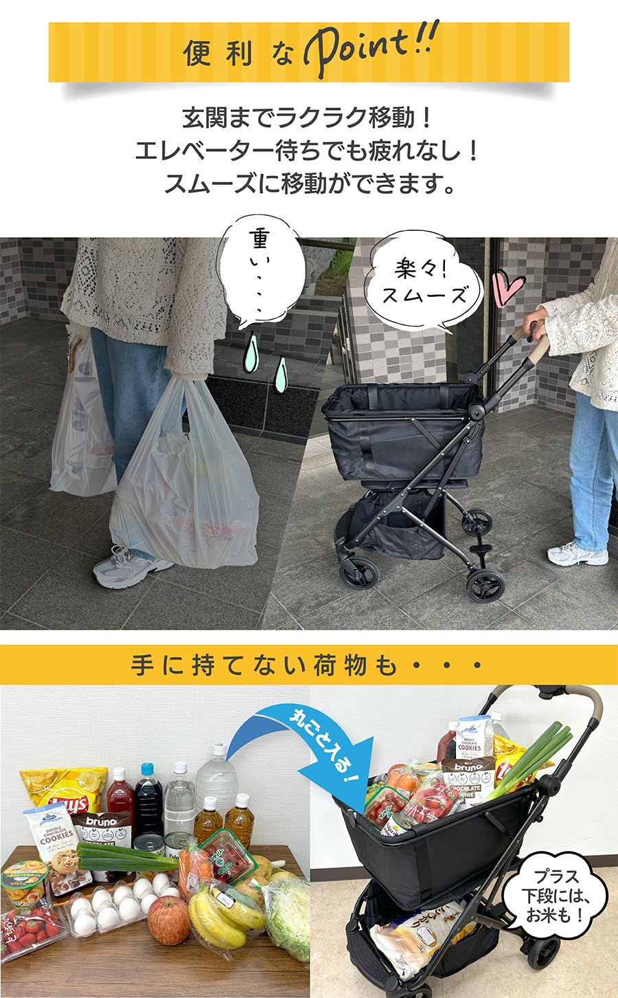 Amazon｜[allecore] ショッピングカート 大容量 保温冷バッグ