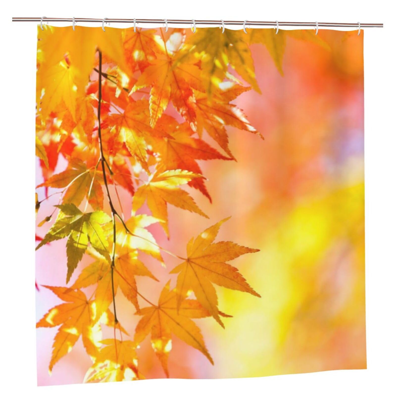 Oudrspo Polyester Fabric Shower Curtain - 70x70 Inch with Metal Grommets, Artistic Privacy Design, Shining Fall Foliage in The Morning