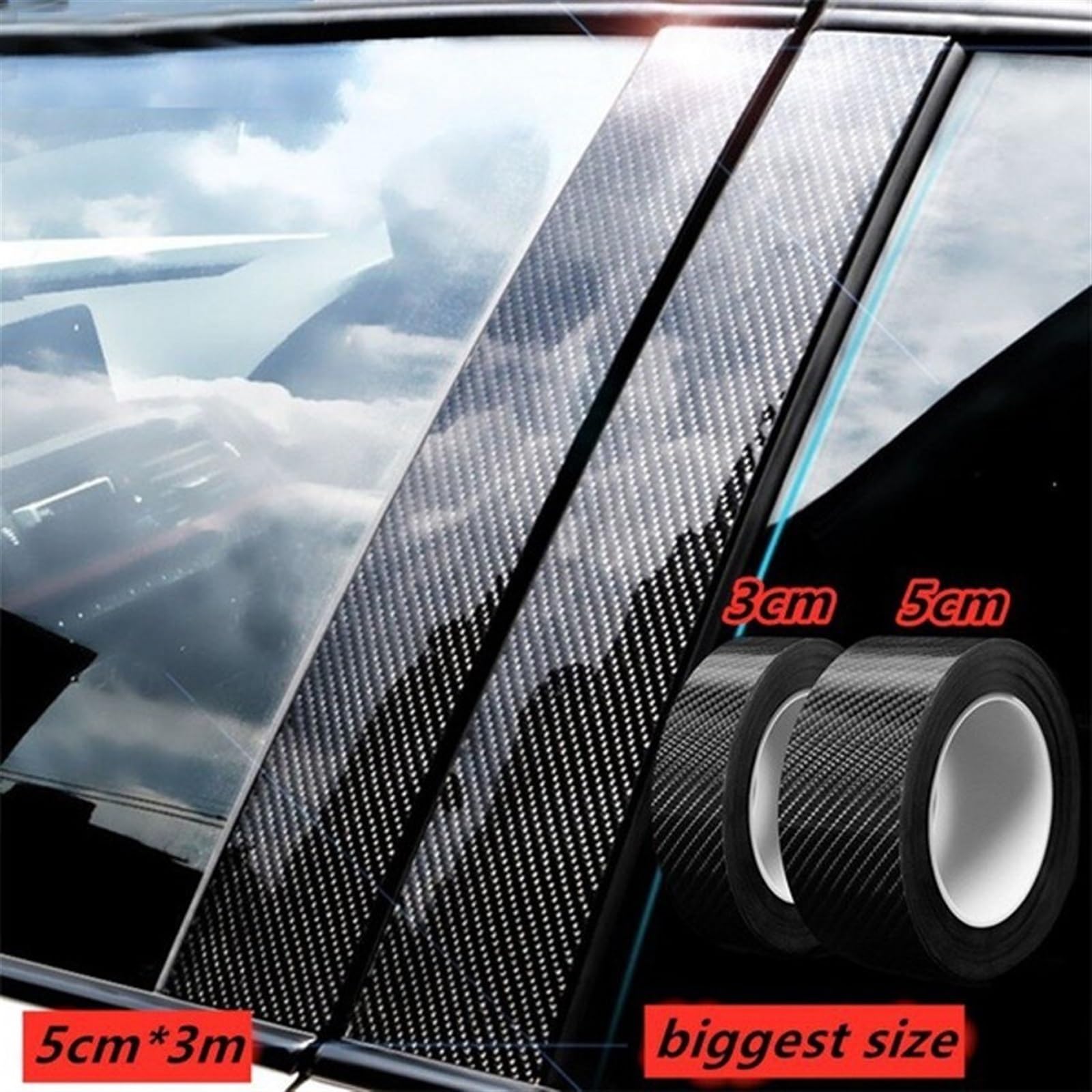Tira Protectora de Parachoques Adhesivo de Fibra Carbono para Puerta Coche, 3/5 m, Tira Protectora para el umbral la del, Lateral, antiarañazos(5cmx3m)