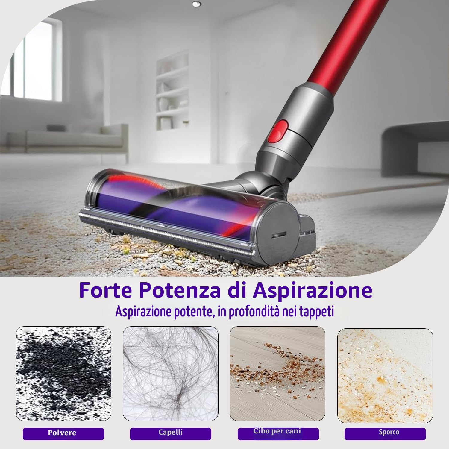 Spazzola per Dyson V10 V11 V7 V8 V15 Aspirapolvere ricambi, Azionamento Diretto Bocchetta per Pavimenti per Dyson V7 V8 V10 V11 V15, Testina per Pavimenti duri e Tappeti