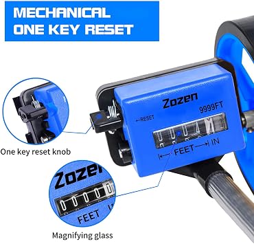 Zozen 6-Inch Measuring Wheel in Feet and Inches, Telescopic Handle, Blue