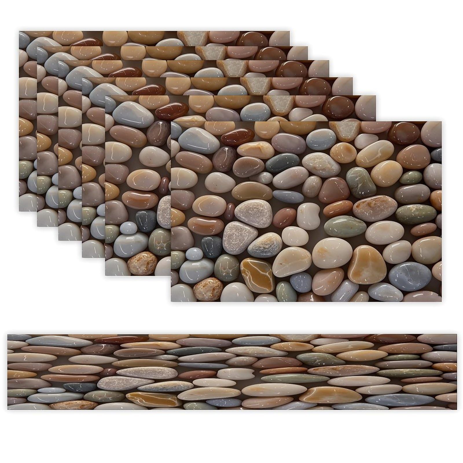 Petoskey Stone Table Runner and Placemats Set of 6 Stain Resistant Heat Resistant Place Mats for Kitchen Dining Table Mats Long Table Runner Modern Art Dining Decor for Daily Use
