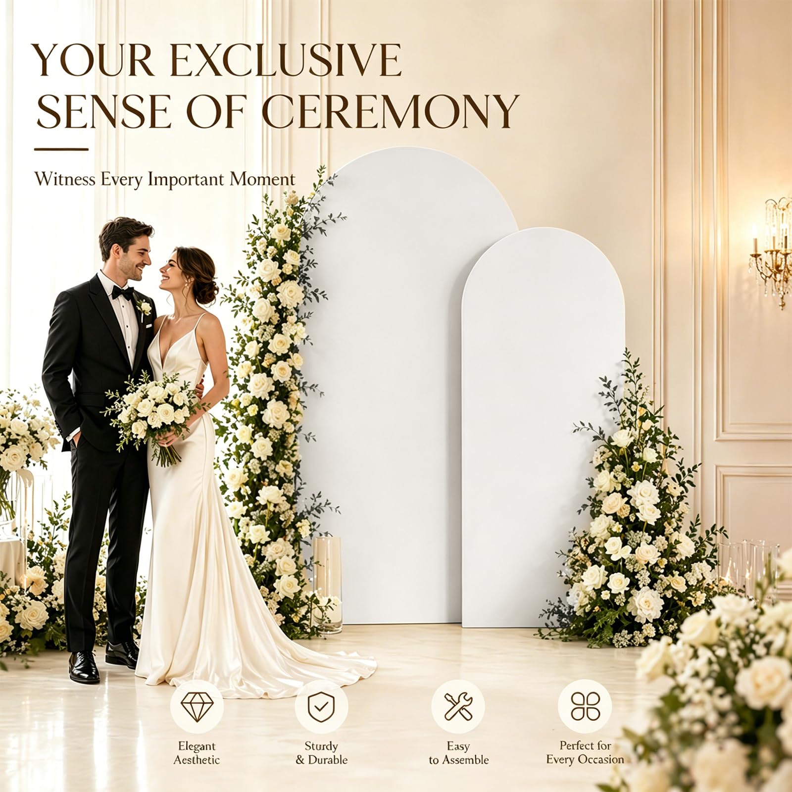 Copertura per arco di nozze, rotonda, double face, per matrimoni, feste, cerimonie, banchetti, decorazione di compleanno (100 x 200 cm)