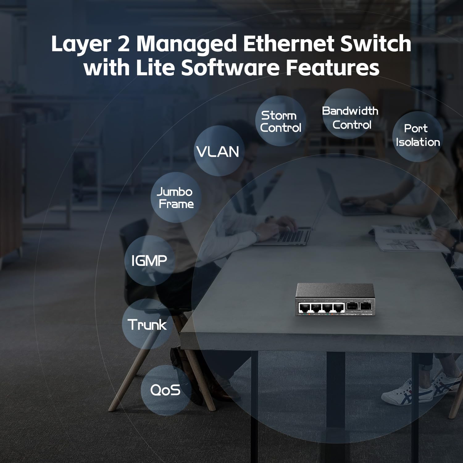 Binardat 4 Port 2.5G Web Managed Switch mit 2x10G SFP, Ultra-Mini Größe, unterstützt Trunk/LACP/VLAN/QOS, Metall Multi-Gigabit Desktop/Wallmount Netzwerk Switch