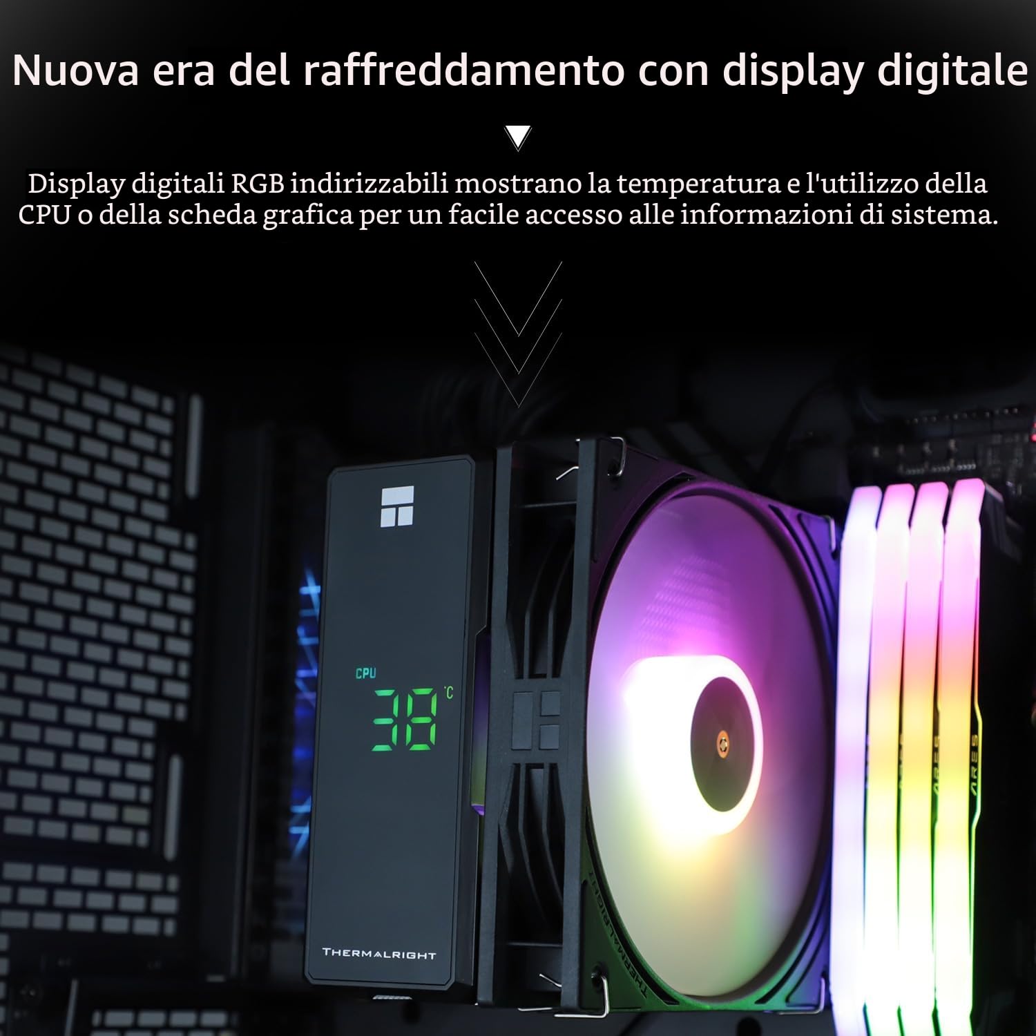 TR Assassin X 120R - Radiatore digitale ARGB per copertura superiore display digitale, TL-P12-S PWM, silenzioso, supporta AM4/AM5, Intel LGA1851/1700/115X/1200