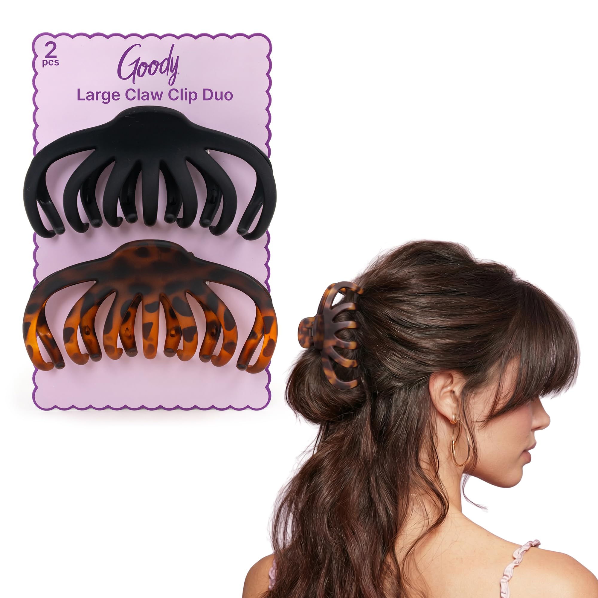 Goody SlideProof Large Hair Clips, Stylish, Secure Grip Octopus Claw Clips for Thick Hair, Styling Accessories for All Occasions & Longer Lengths,