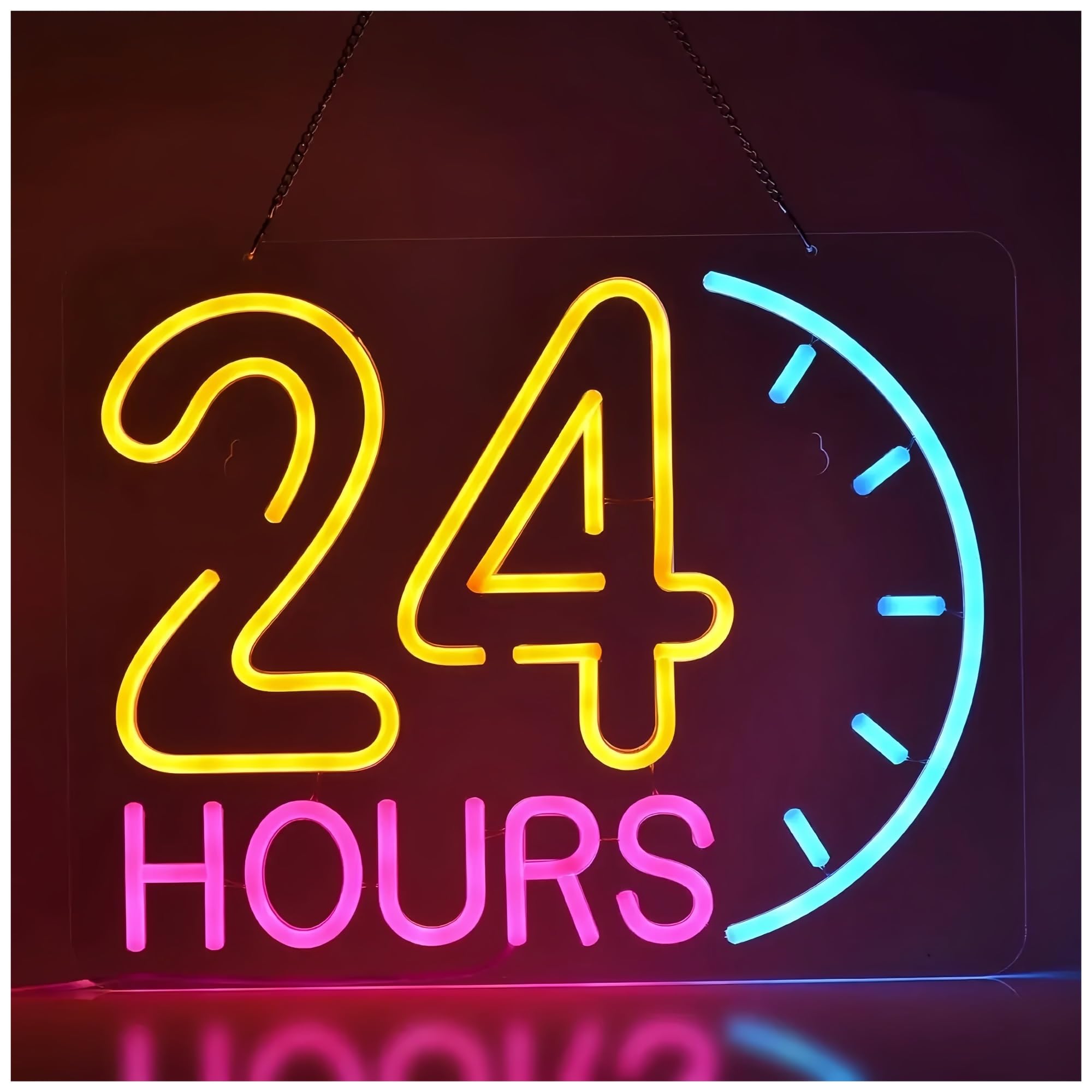 Jovarel Neon Light 24 Hours Neon Sign Hour Light for Restaurant Bar Coffee Flower Shop Party Decoration