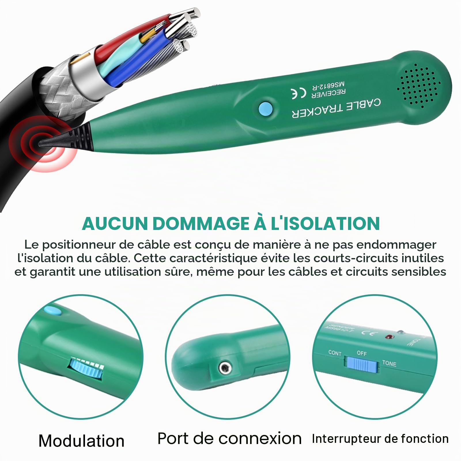 Détecteur de rupture de câble - Testeur réseau - Traceur de câble