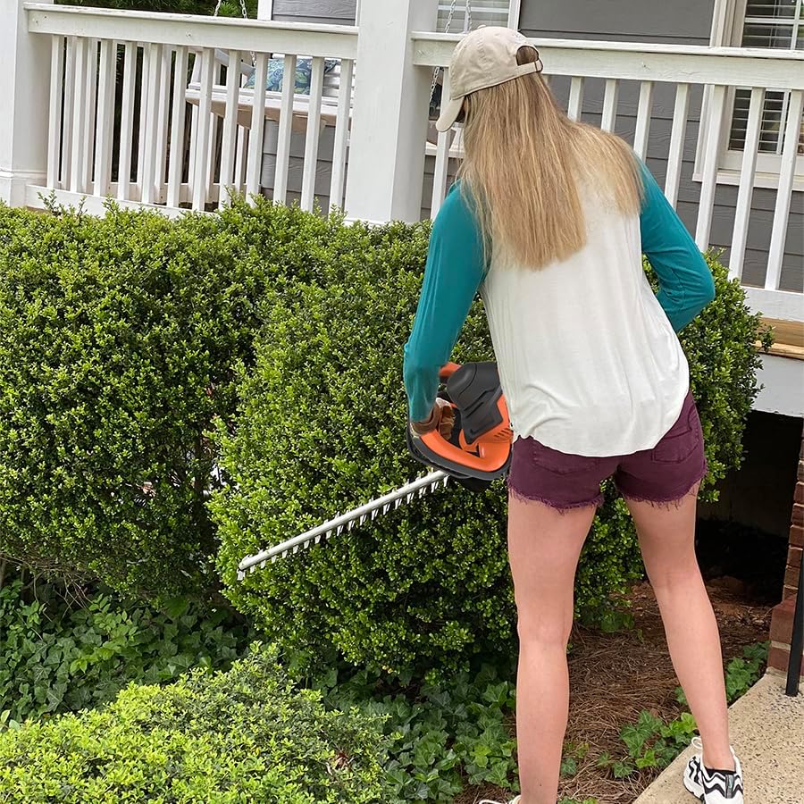 Miniatura 6 de Yard Force Cortasetos eléctrico YF624HT con hoja cortada láser de 24 pulgadas, interruptor de seguridad de doble acción, mango frontal de 3 lados y