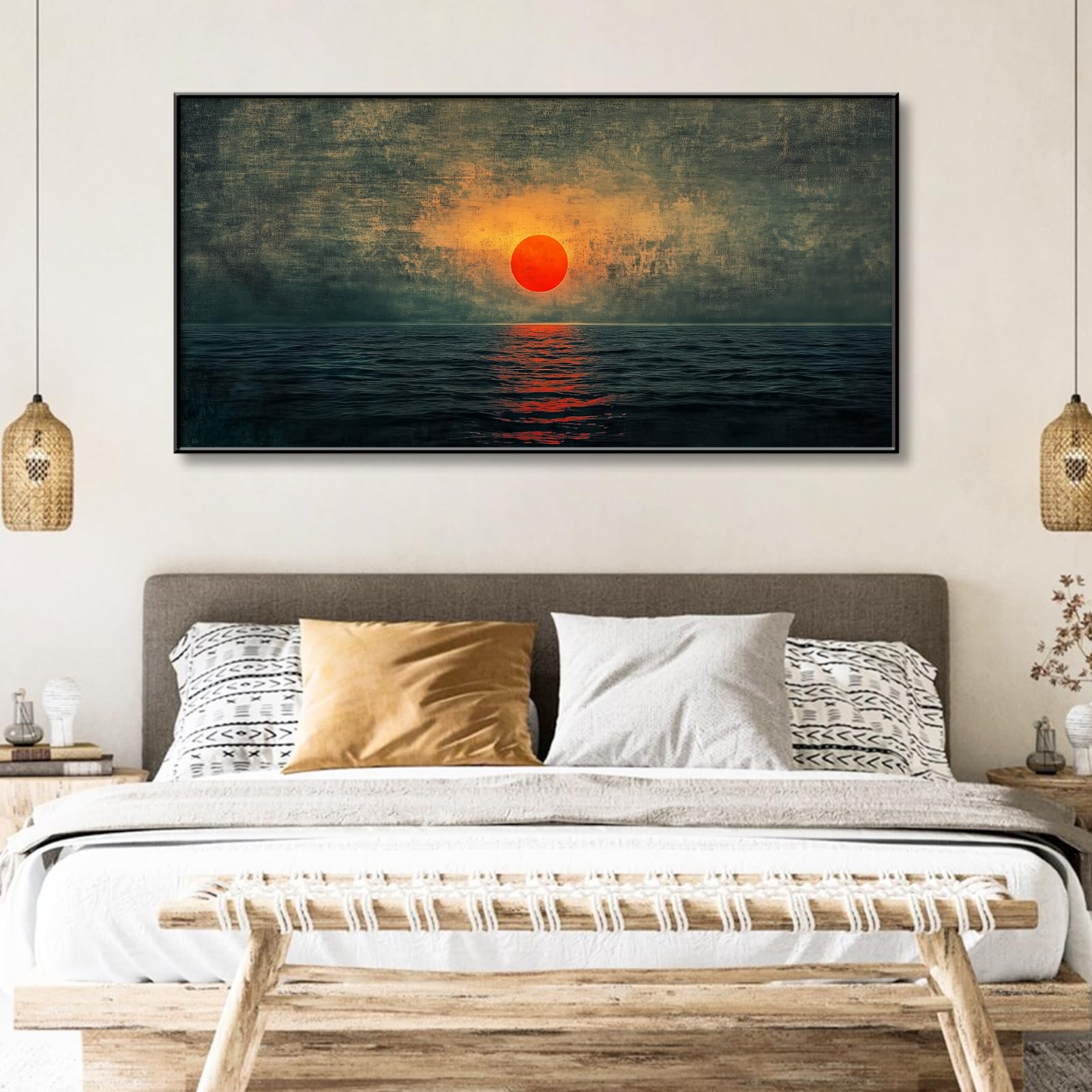 Amazon.com: Sunset Canvas Wall Art, Sunset over the Emerald Green
