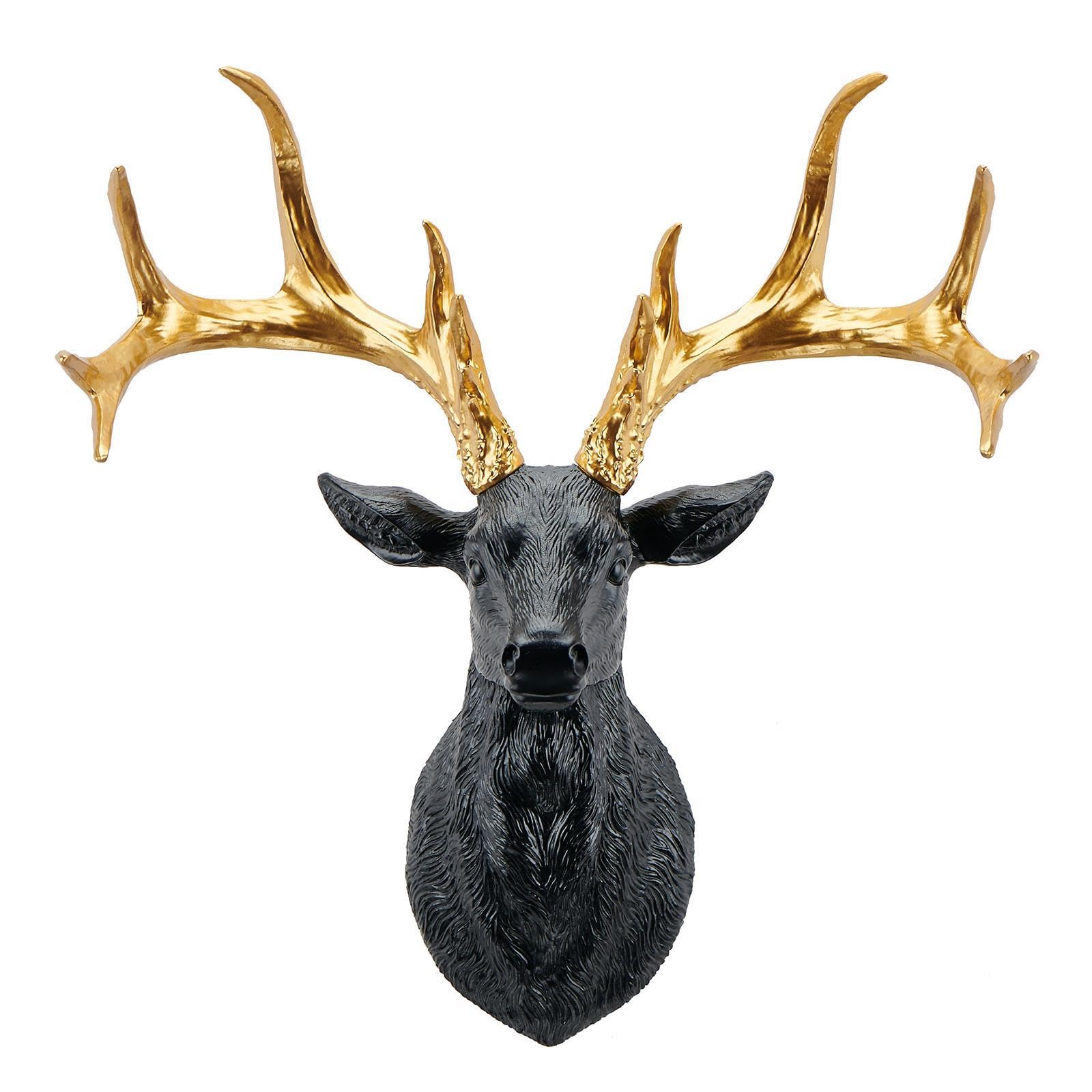 Puxzyax Art Sculpture Resin Stickers Meticulous Workmanship Creates Beautiful Office Wall Art Deer Head Wall Statue