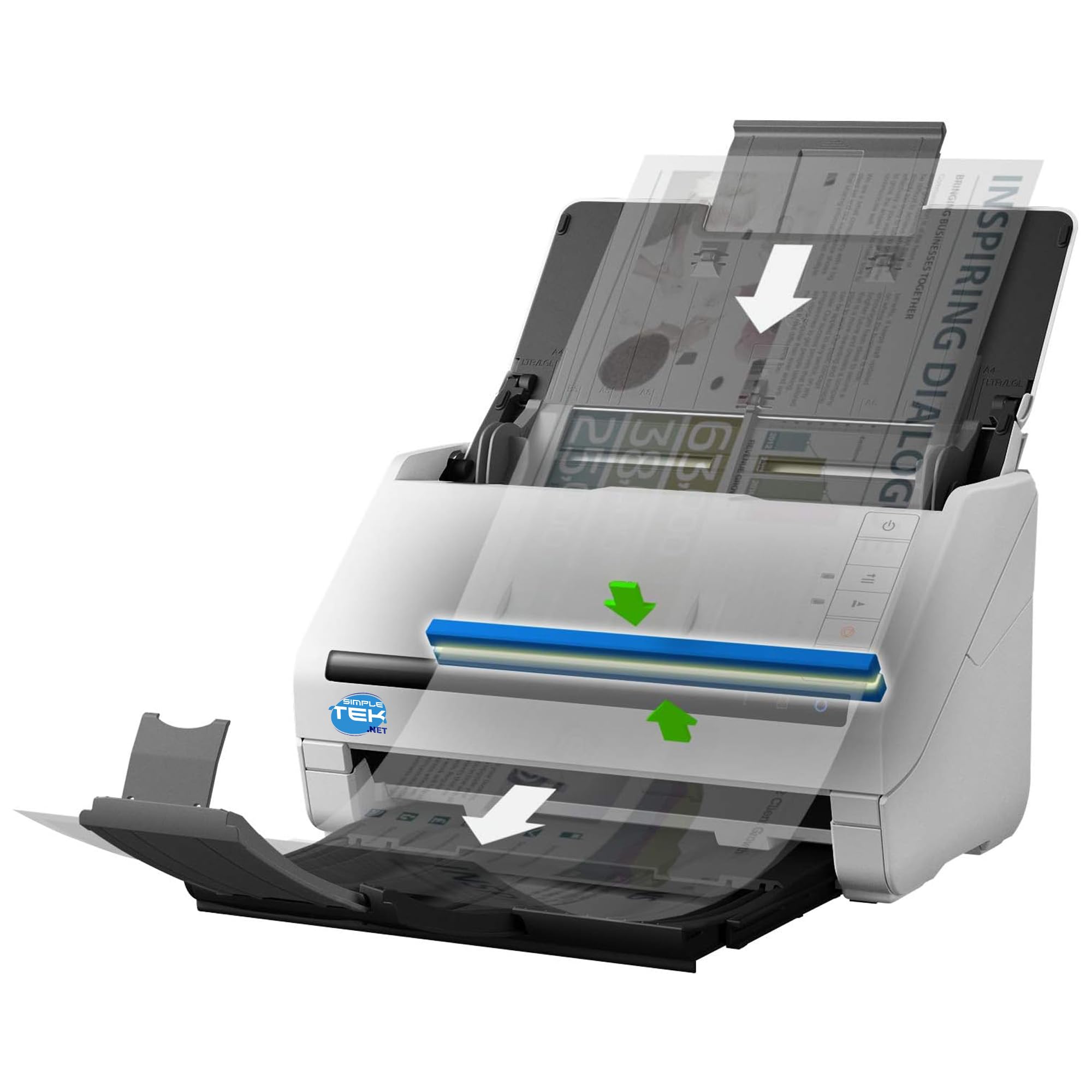 SIMPLETEK - Escáner profesional dúplex para documentos en color, USB 3.0, ADF 50 hojas, escaneo a doble cara de hasta 35 ppm (reacondicionado)