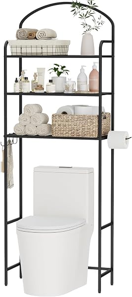 Cerlyunzan 3-Tier Over The Toilet Storage Rack in Black