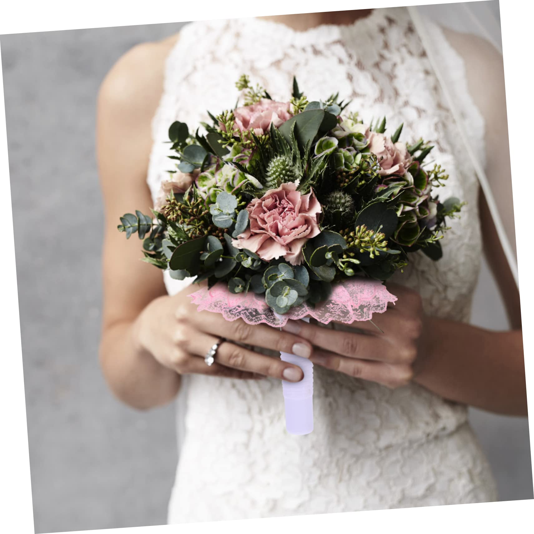 Uonlytech DIY Wedding Bouquet Holder Lace Foams for Bride Bouquet Handle Bridal Shower Sign
