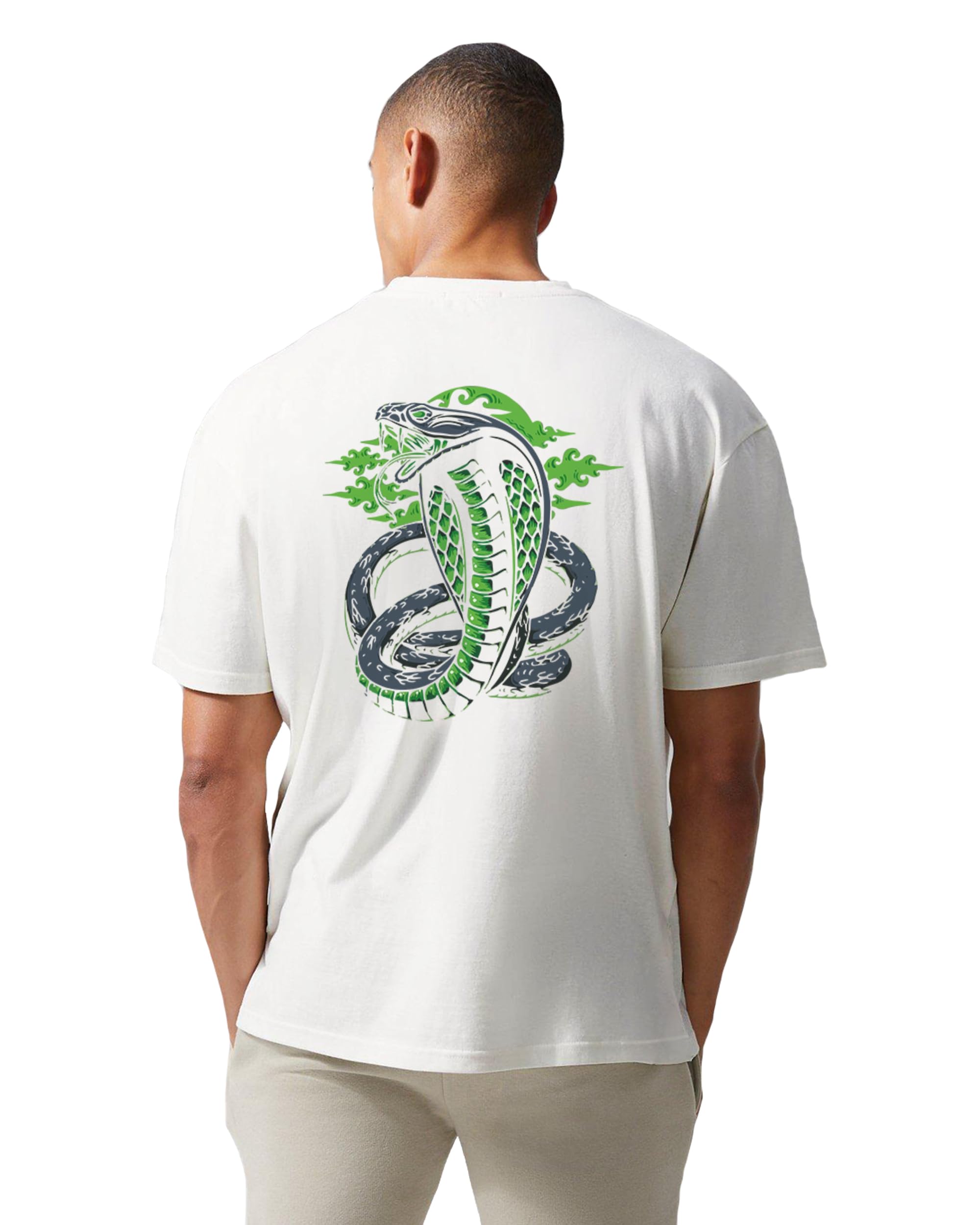 buy that trendz Mens Oversized Tshirts Cotton Green Snake Printed Drop Shoulder Oversized Fit Half Sleeve Stylish Trending Tshirt-picture-40