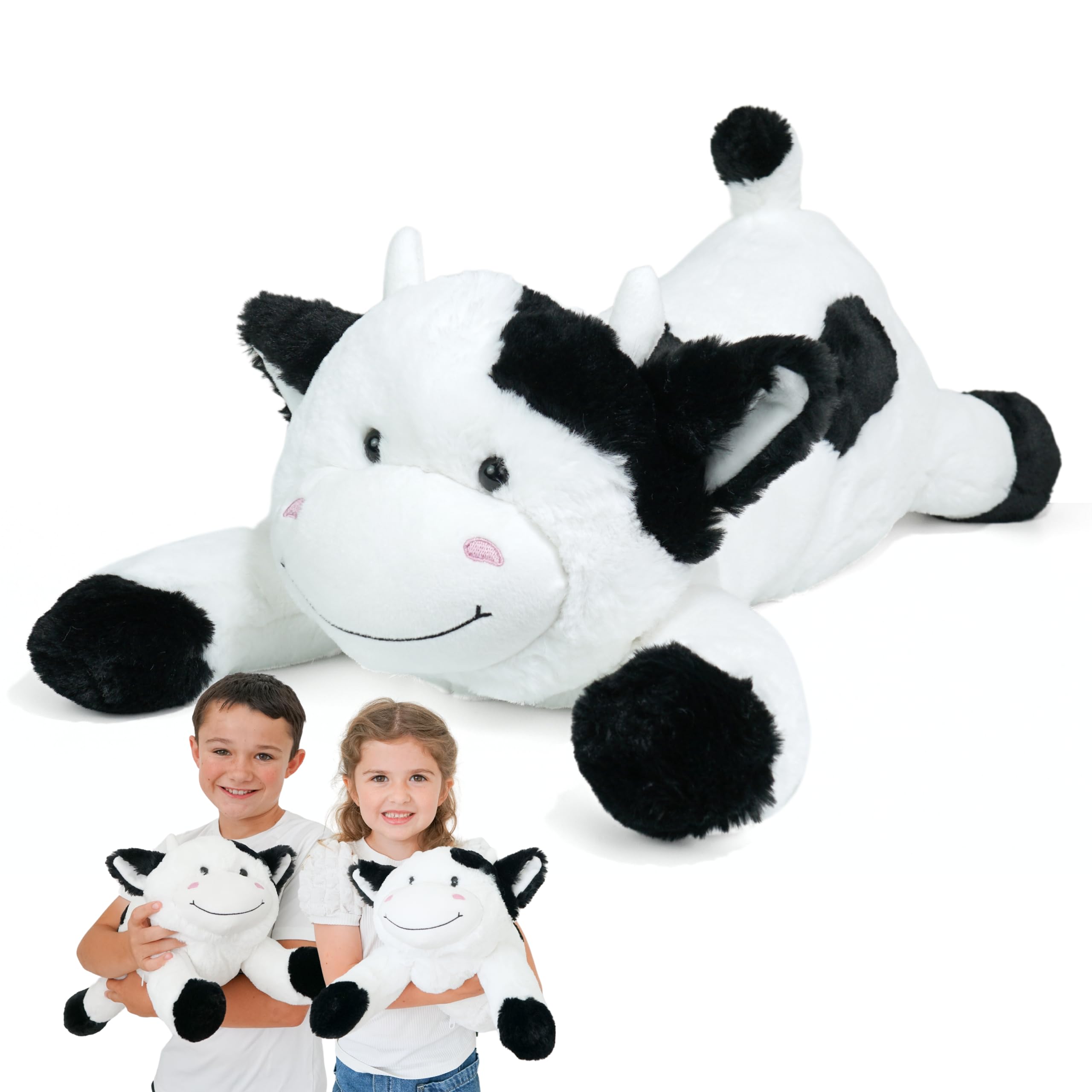 Weighted Cow Plush - 3.3 Lb, Heat & Cool, 23" - Cute Black & White Stuffed Animal for Adults & Kids