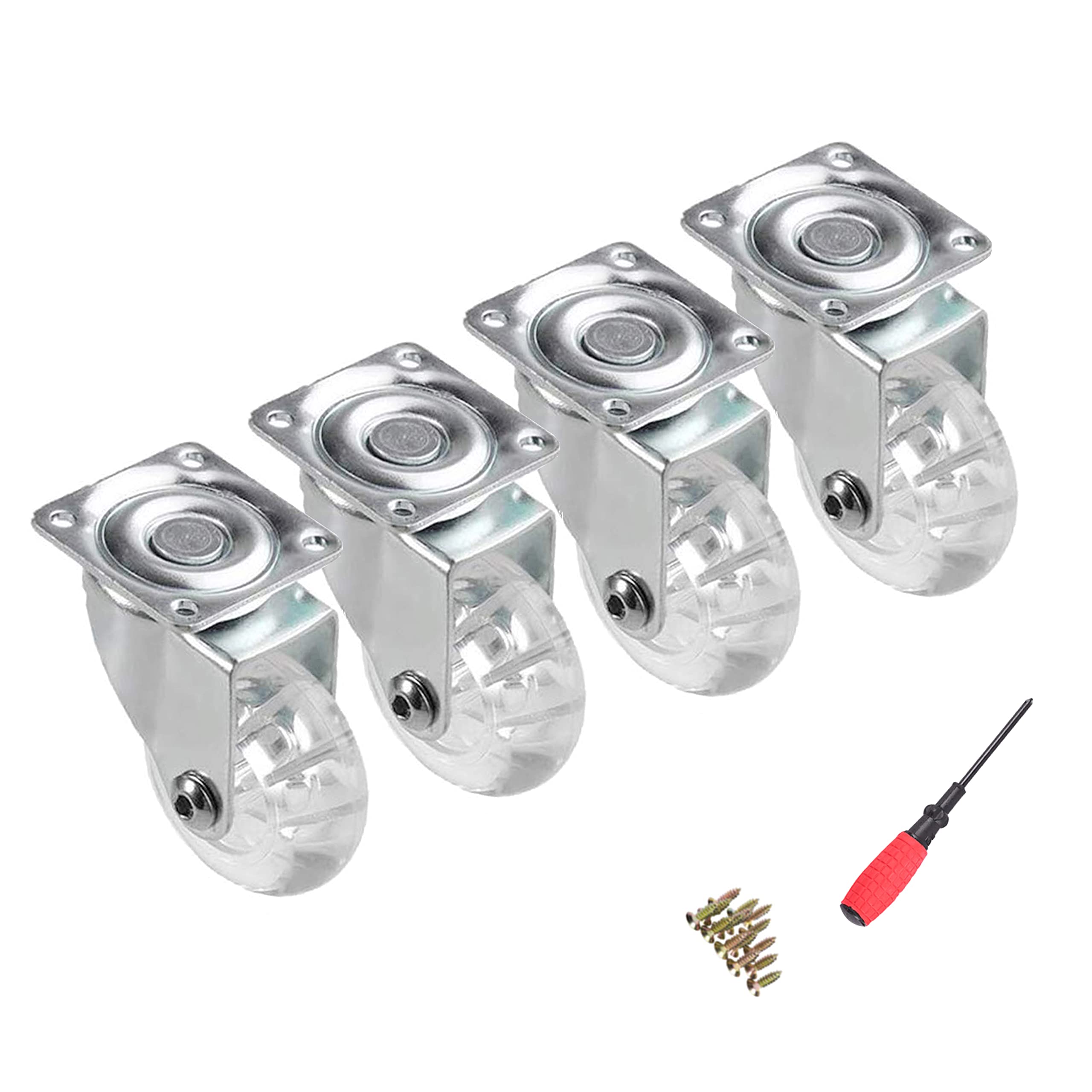 YeMI 2 Inch Swivel Caster Wheel Furniture Wheels 4 Pack, Polyurethane Rubber Castor with Top Plate Heavy Duty No Brake (500 Lbs Load,Screws Included)