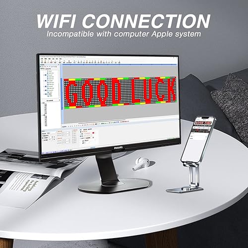 Miniatura 8 de P10 - Letrero de desplazamiento LED de 40 x 8 pulgadas, RGB a todo color WiFi programable, pantalla LED con alta resolución, alto brillo y nueva