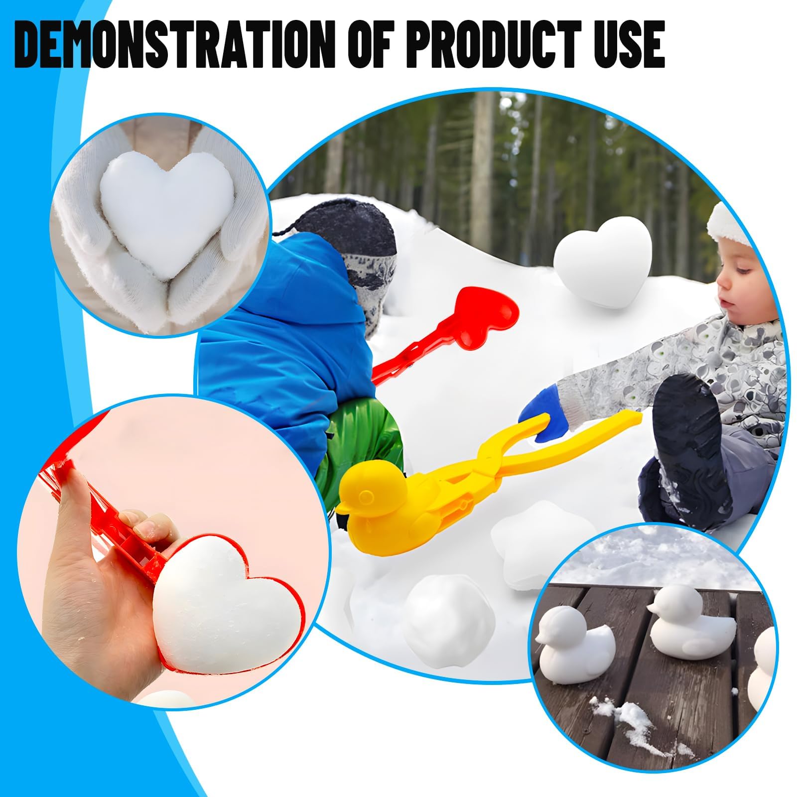 Clip di Palla di Neve Grande 4 Pezzi, ZoneYan Stampi per Palla di Neve, Pinza per Palla di Neve, Stampo per Creatore di Palle di Neve, Snowball Maker