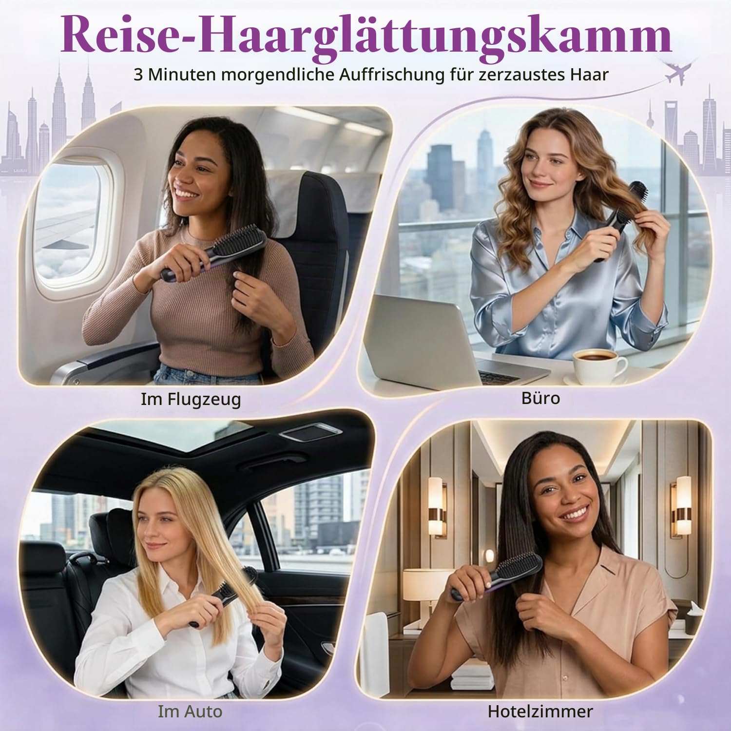 Stylingbürste für Kurzes Haar, Kompakte Rundbürste für Pixie & Bob mit Volumen, Neuen 3px-Keramik-Borsten, Lang Anhaltendes Volumen, Tragbares Design