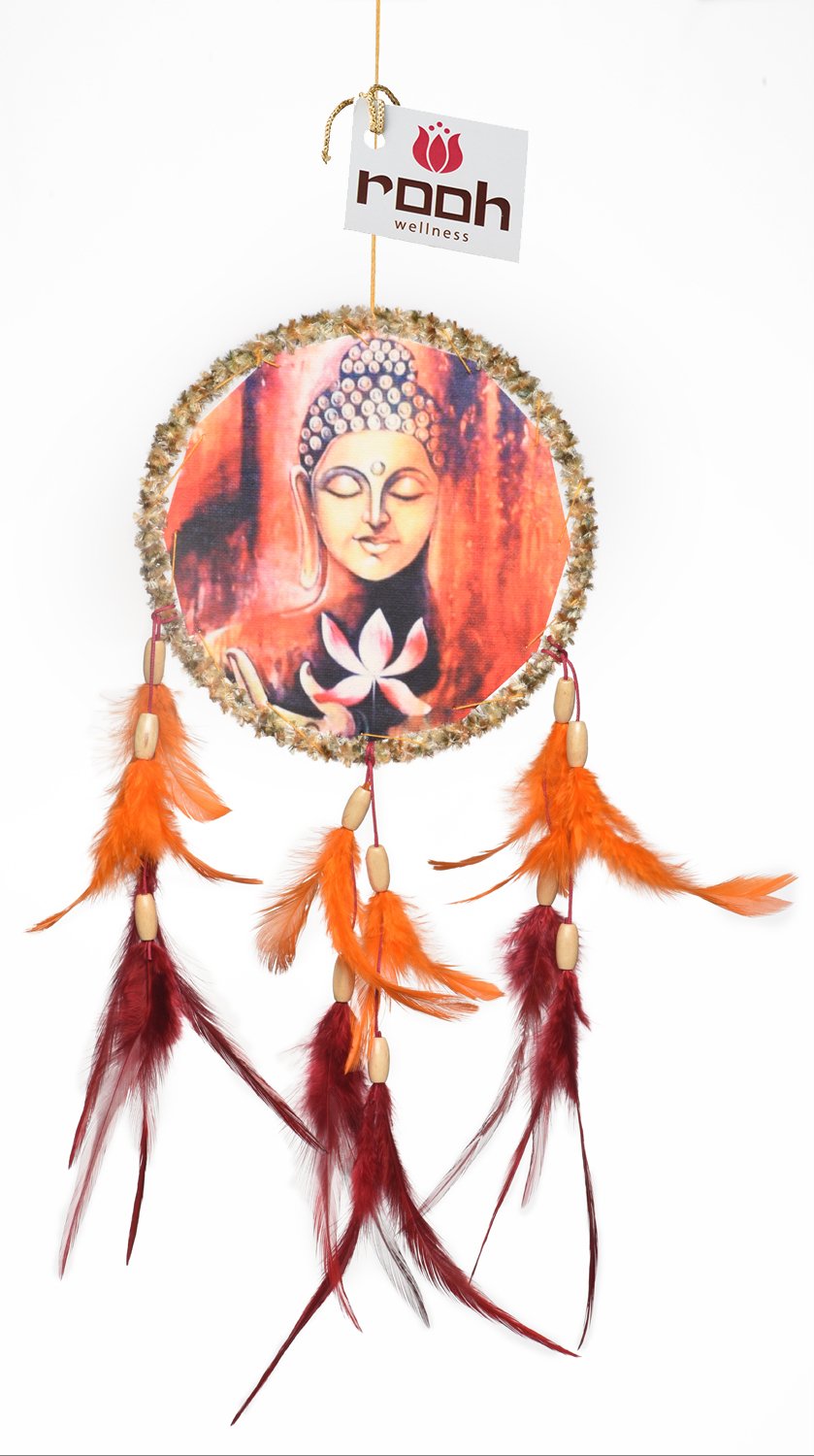 Rooh Dream Catcher ~ Canvas Buddha Kamal ~ Handmade hangings for Home Decor, Wall hangings, Garden, car, Outdoor, Bedroom â€¦ (Pink)