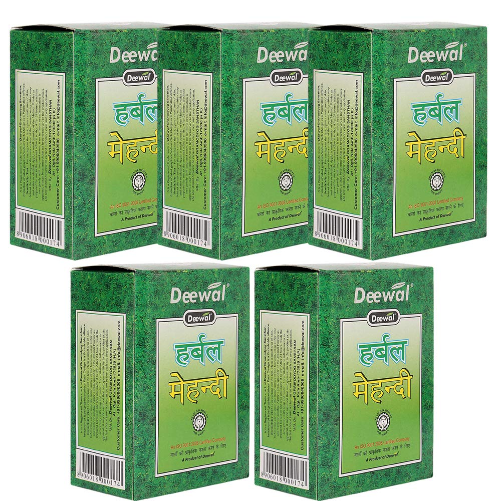 Deewal Herbal Khadi Mehndi for Unisex, 400g - Black (Pack of 5)